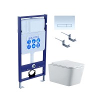Комплект инсталляции с подвесным унитазом AQUATEK с сиденьем и кнопкой SET AQUATEK ЛИБРА N KDI21