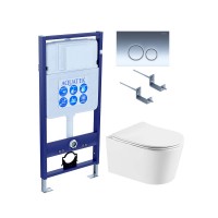 Комплект инсталляции с подвесным унитазом AQUATEK с сиденьем и кнопкой SET AQUATEK ОБЕРОН T KDI18