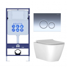 Комплект инсталляции AQUATEK с подвесным унитазом IDEAL STANDARD I.Life B с сиденьем и кнопкой ST533018 Комплект инсталляции AQUATEK с подвесным унитазом IDEAL STANDARD I.Life B с сиденьем и кнопкой ST533018