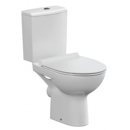 Унитаз-компакт напольный безободковый с бачком Церсанит NATURE CLEAN ON 011 3/5 DPL EO SLIM 65410 с сиденьем Soft Close