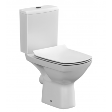 Унитаз-компакт напольный безободковый с бачком Церсанит CARINA CLEAN ON 011 3/5 DPL EO SLIM S-KO-CAR011-3/5-COn-S-DL-w с сиденьем Soft Close