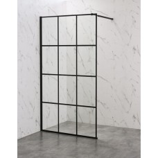 Душевая перегородка ODA-B01В 80х195 см прозрачное стекло профиль черный