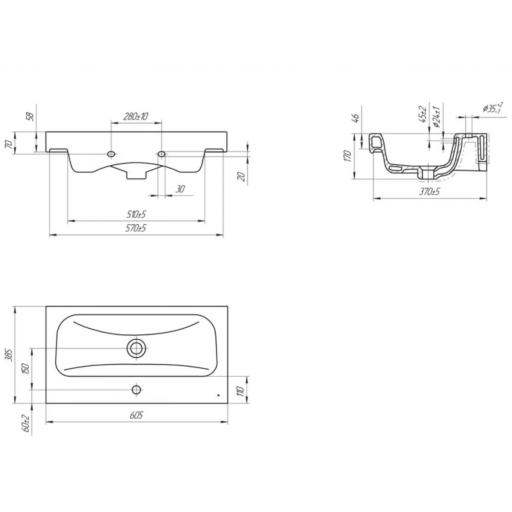 Раковина мебельная Церсанит Moduo 60 S-UM-MOD60SL/1 белая