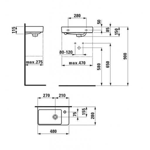 Раковина подвесная Laufen Pro S 48 8.1595.4.000.104.1 белая Раковина подвесная Laufen Pro S 48 8.1595.4.000.104.1 белая