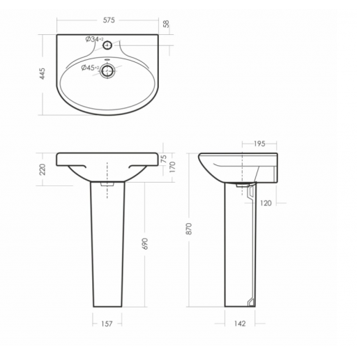 Раковина подвесная Sanita Самарский 57 WB.PD/Samarsky/57-C/WHT.G/S1 белая Раковина подвесная Sanita Самарский 57 WB.PD/Samarsky/57-C/WHT.G/S1 белая