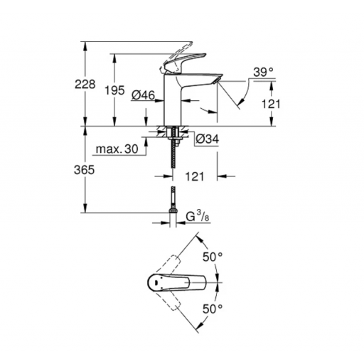 Смеситель для раковины GROHE Eurosmart 23324003 однорычажный хром