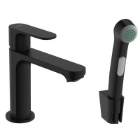 Смеситель для раковины HANSGROHE Rebris S 72215670 с гигиеническим душем черный матовый