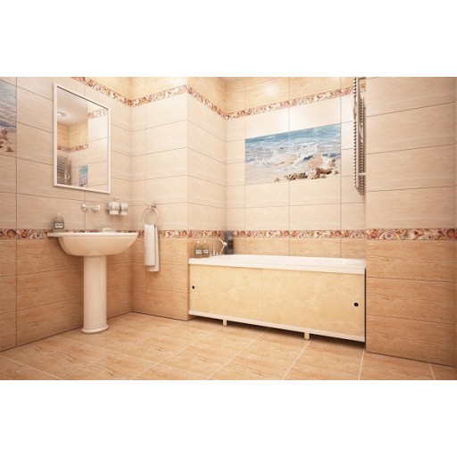 Водостойкий экран под ванну Кварт мрамор бежевый, длина 700 мм