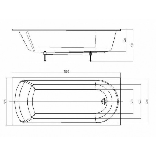 Ванна акриловая Aquatek Ника белая 160x75 см NIK160-0000001