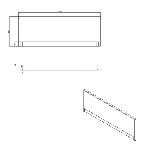 Панель фронтальная универсальная для ванн Церсанит Universal Type 1 160 см 63327