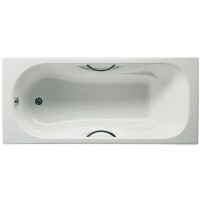 Чугунная ванна Roca Malibu  2309G000R, 170х75 мм, (противоскользящее покрытие) с отверстиями, ручки отдельно