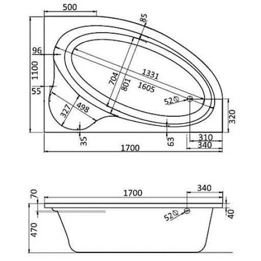 Ванна акриловая Santek Эдера белая 170х110 см 1.WH11.1.994